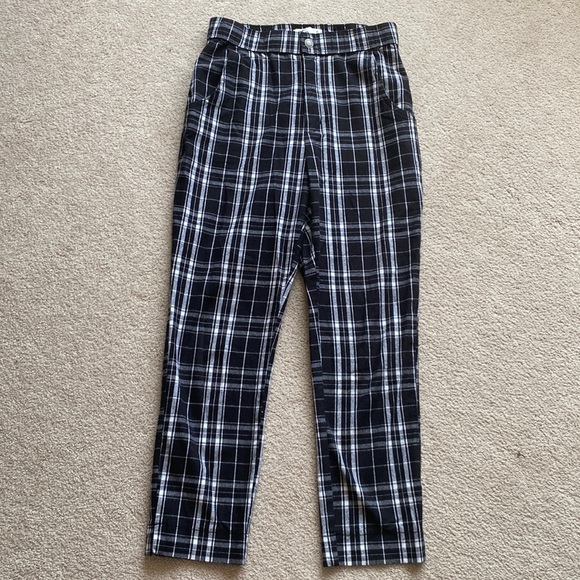 Hollister Black And White Plaid Pants 